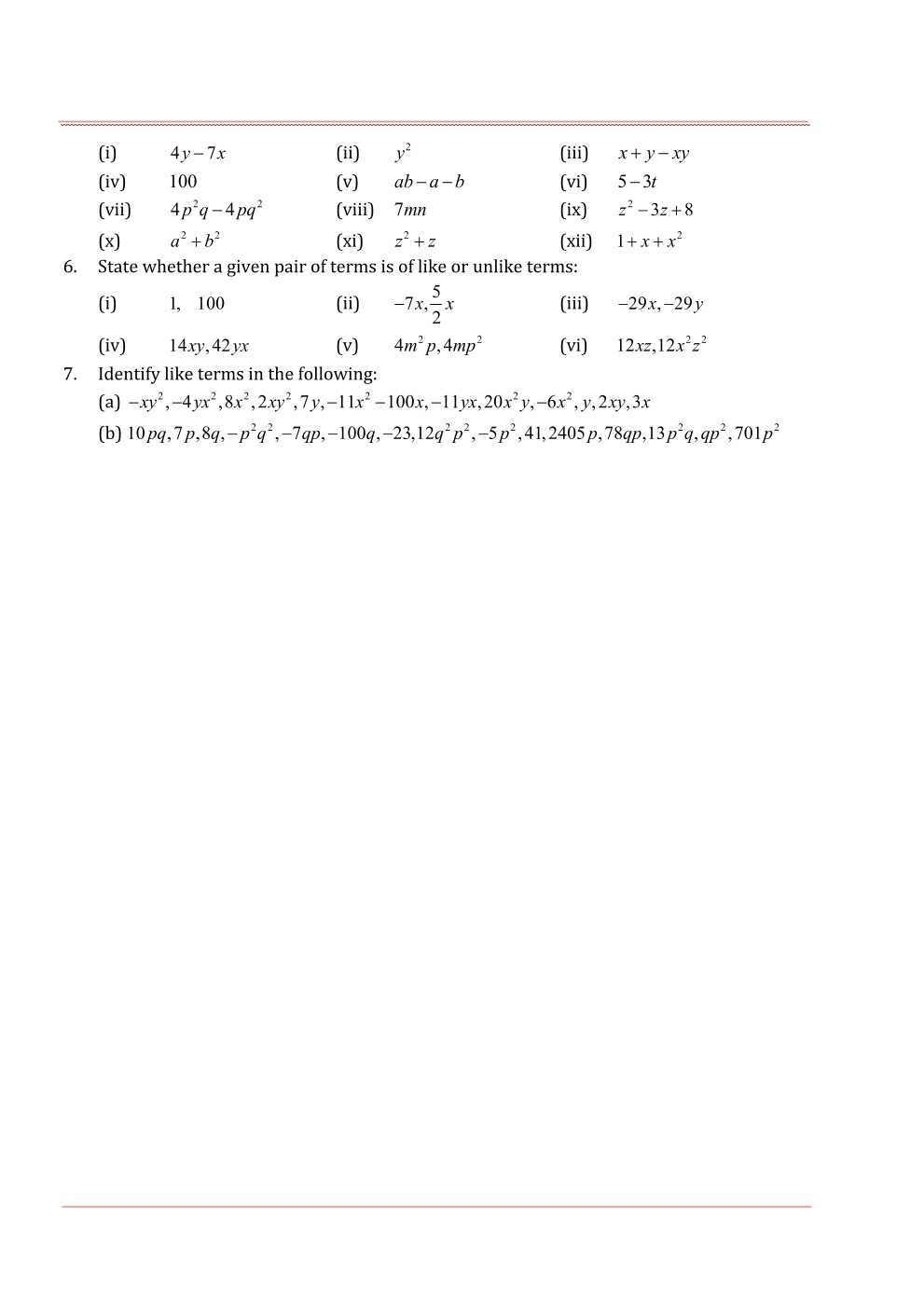 NCERT Solutions For Class 7 Maths Chapter 12 Algebraic Expressions