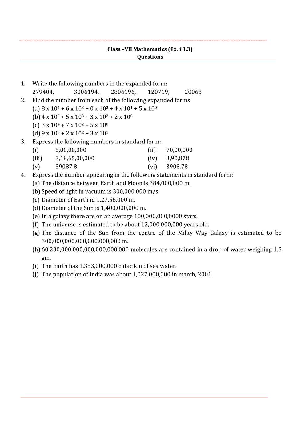 NCERT Solutions For Class 7 Maths Chapter 13 Exponents and Powers