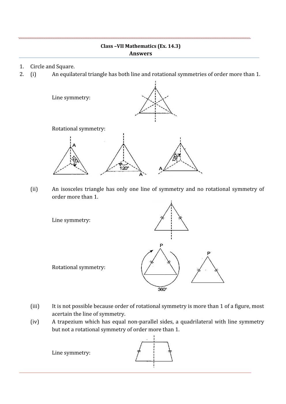 NCERT Solutions For Class 7 Maths Chapter 14 Symmetry