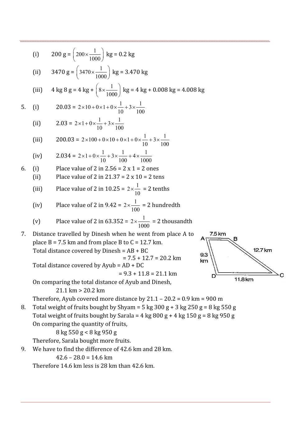 NCERT Solutions For Class 7 Maths Chapter 2 Fractions and Decimals