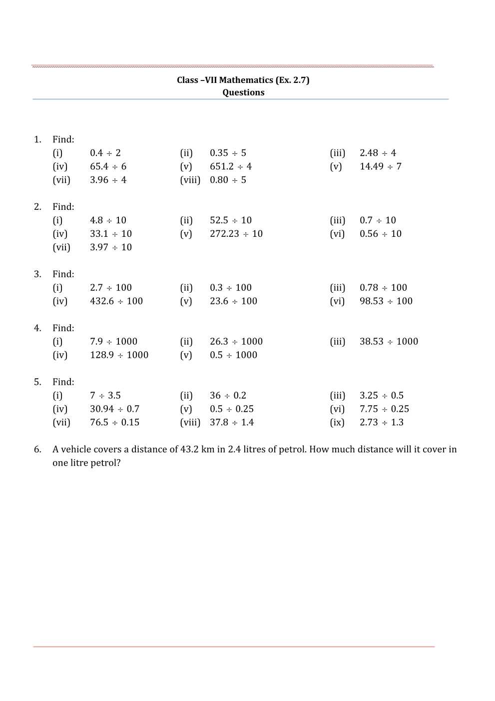 NCERT Solutions For Class 7 Maths Chapter 2 Fractions and Decimals