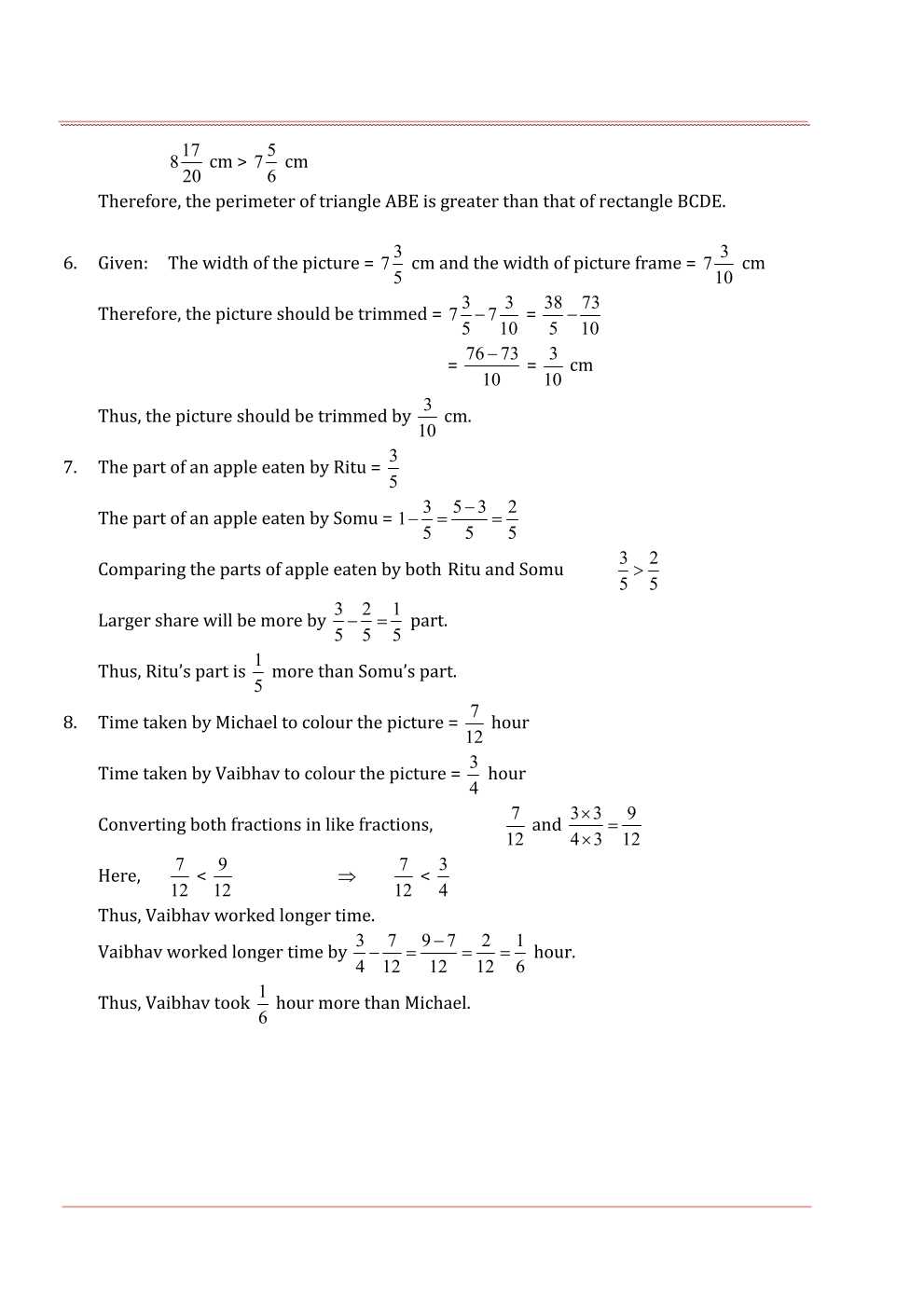 NCERT Solutions For Class 7 Maths Chapter 2 Fractions and Decimals