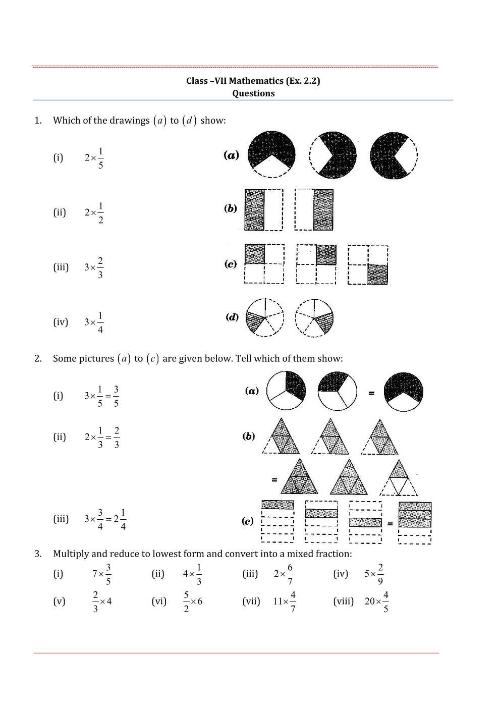 NCERT Solutions For Class 7 Maths Chapter 2 Fractions and Decimals