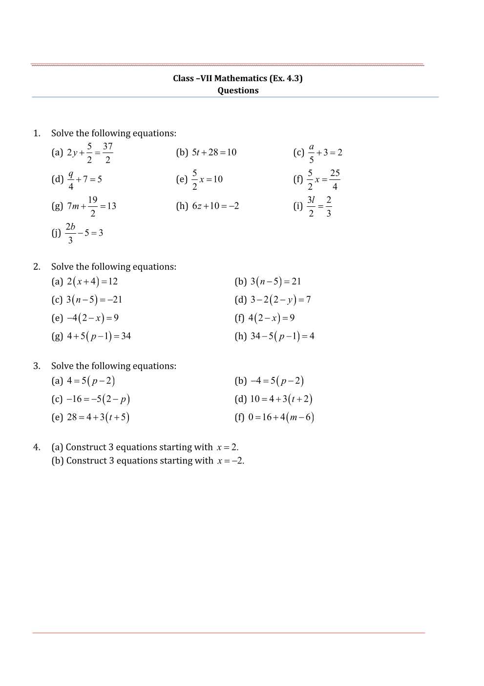 NCERT Solutions For Class 7 Maths Chapter 4 Simple Equations