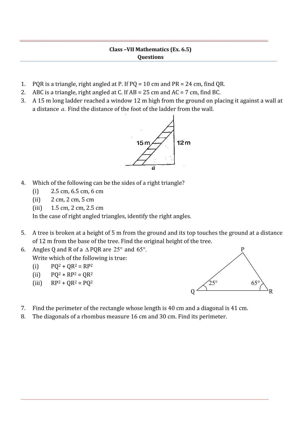 NCERT Solutions For Class 7 Maths Chapter 6 The Triangle and its Properties