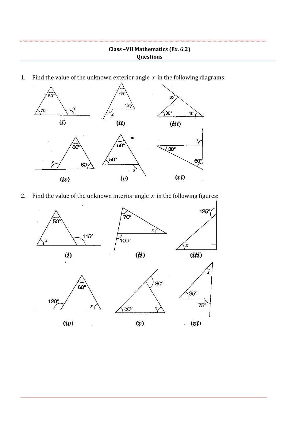 NCERT Solutions For Class 7 Maths Chapter 6 The Triangle and its Properties