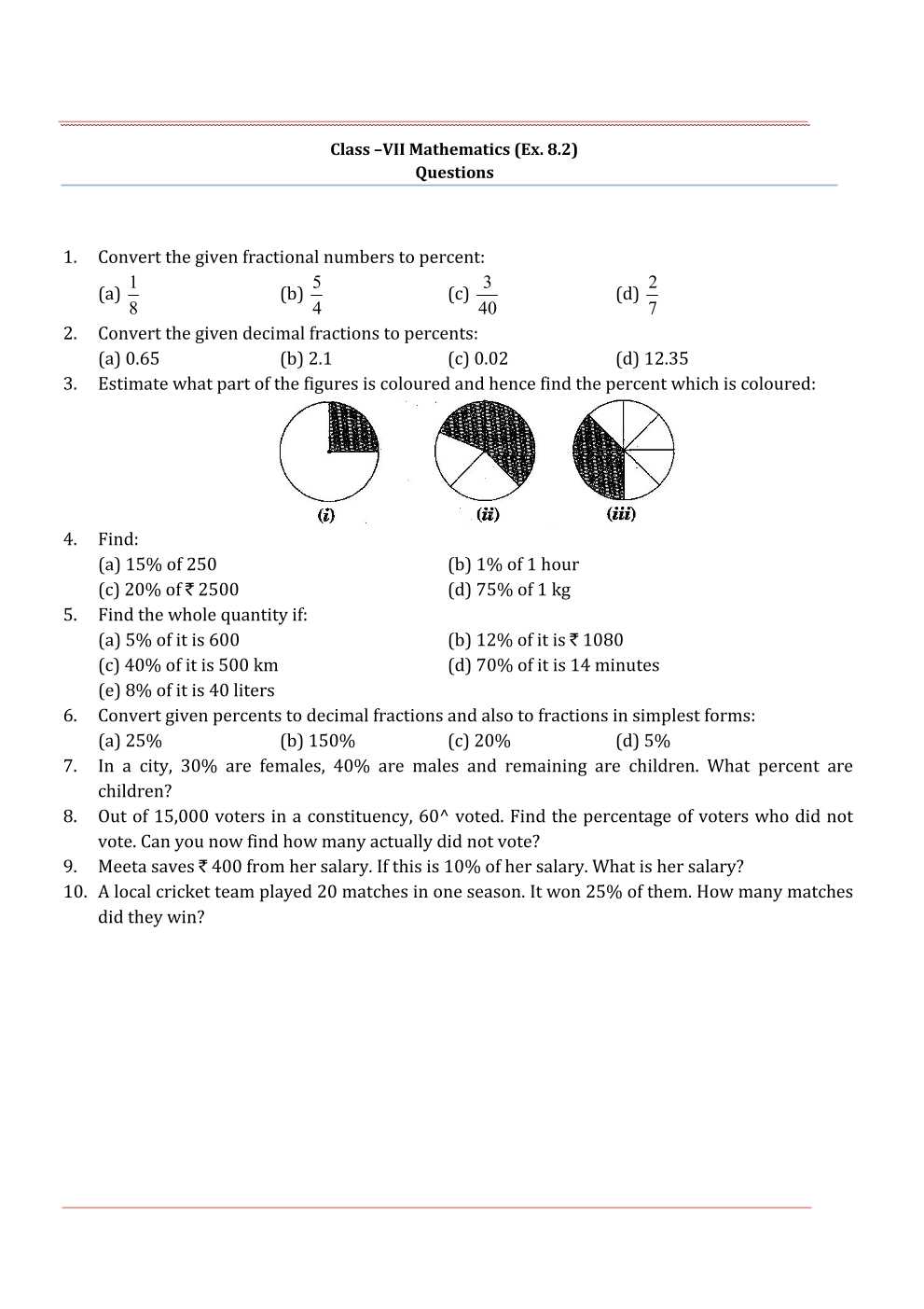 NCERT Solutions For Class 7 Maths Chapter 8 Comparing Quantities