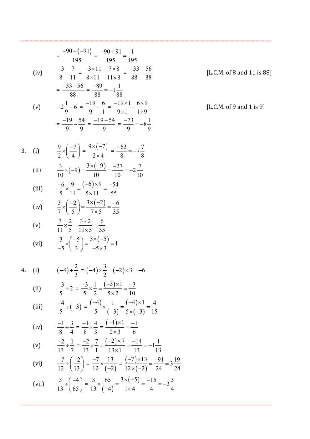 NCERT Solutions For Class 7 Maths Chapter 9 Rational Numbers