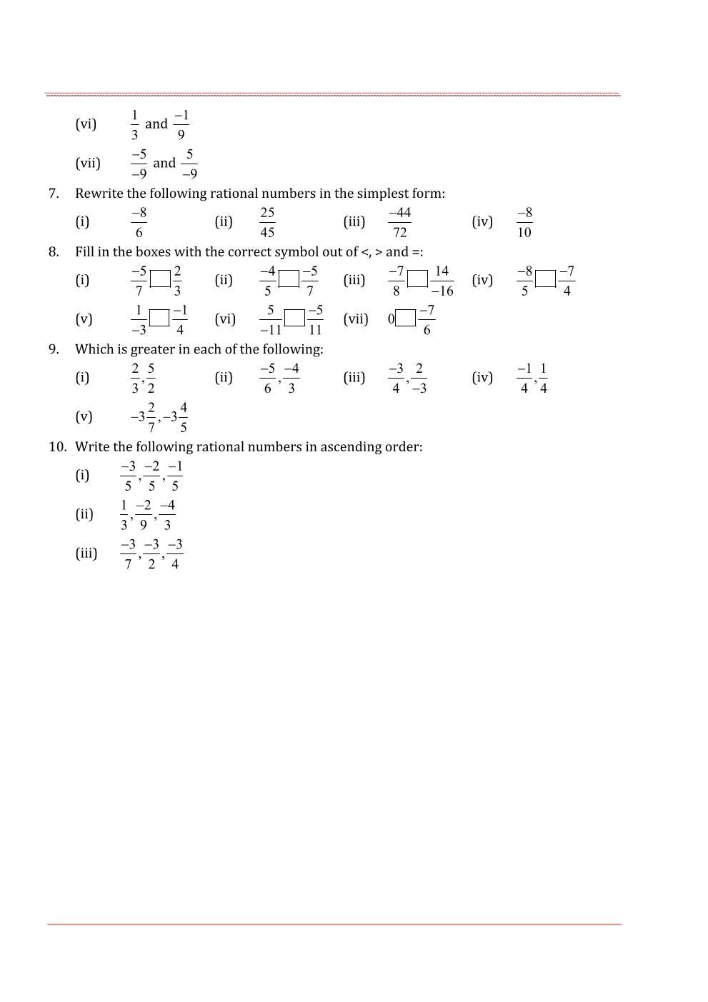 NCERT Solutions For Class 7 Maths Chapter 9 Rational Numbers