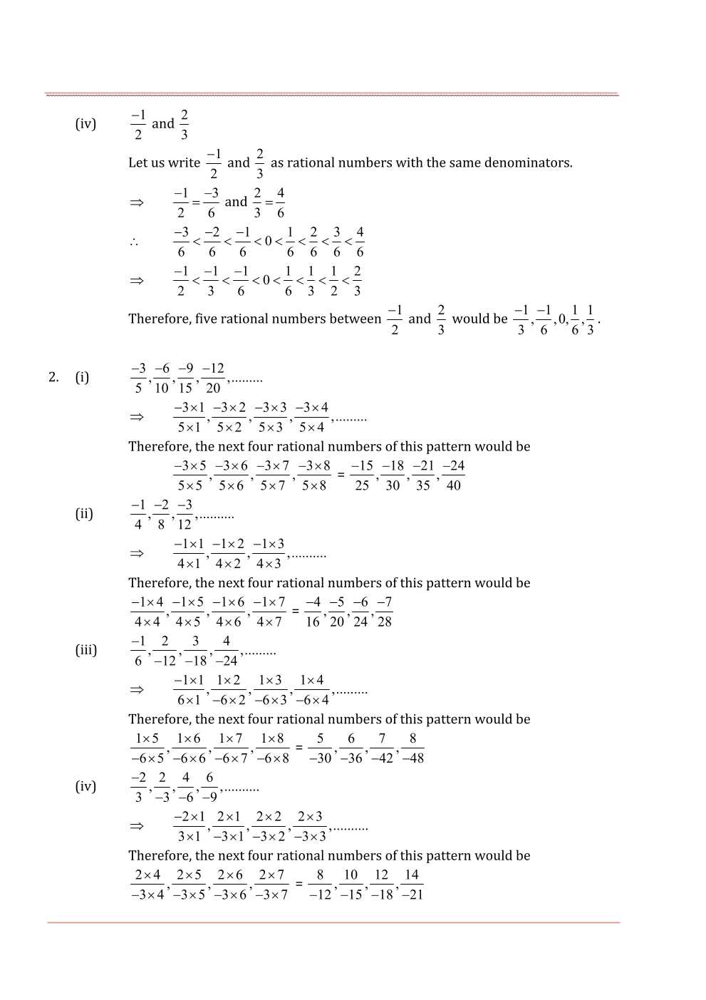 NCERT Solutions For Class 7 Maths Chapter 9 Rational Numbers