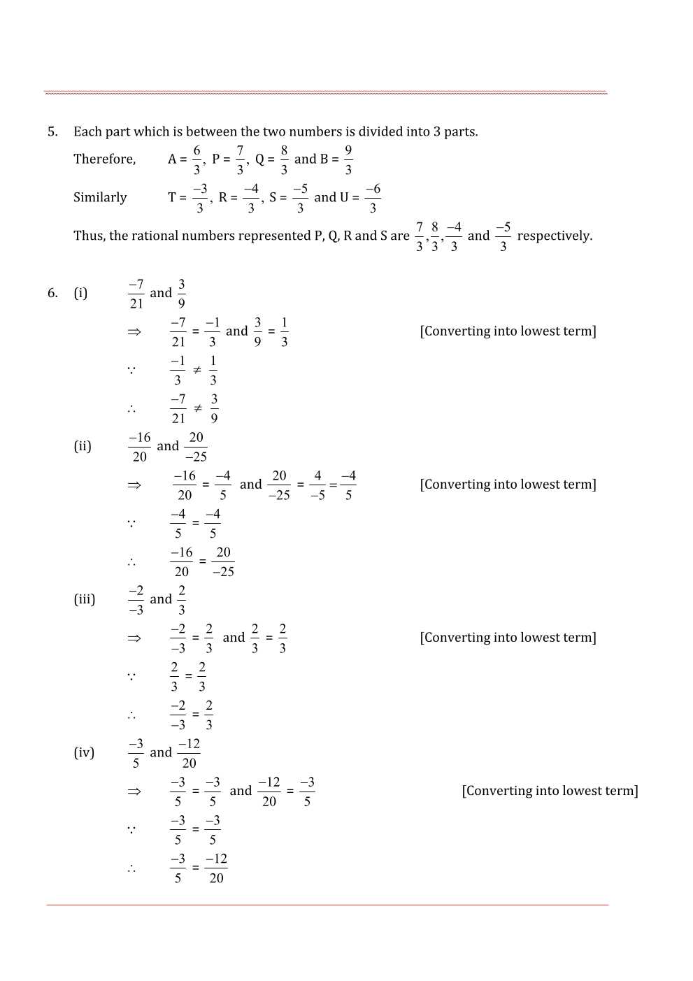 NCERT Solutions For Class 7 Maths Chapter 9 Rational Numbers