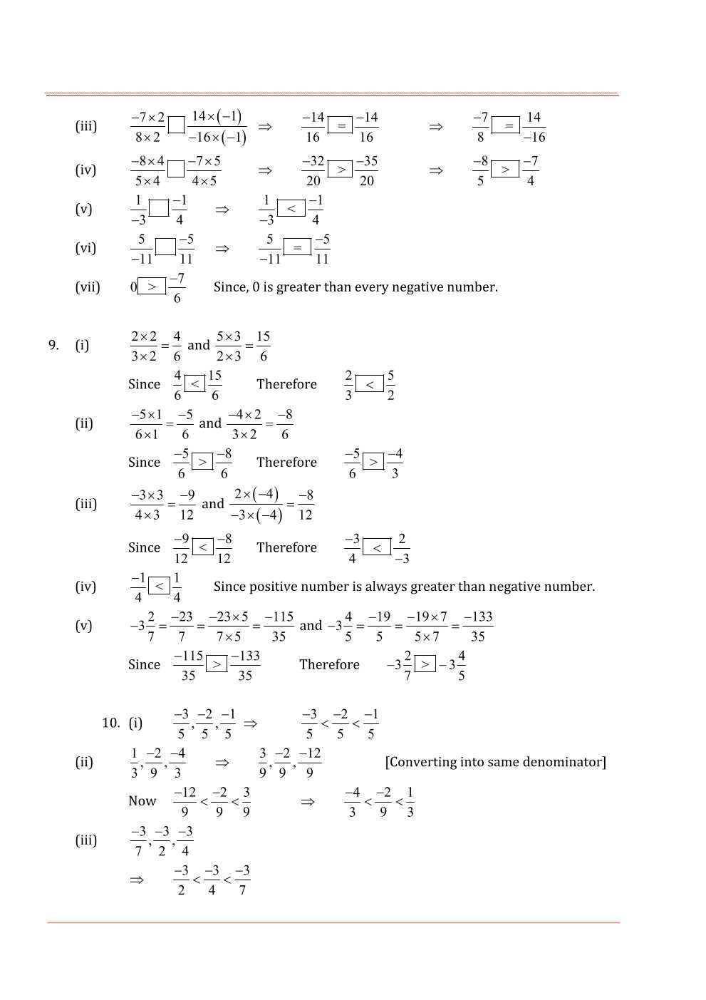 NCERT Solutions For Class 7 Maths Chapter 9 Rational Numbers