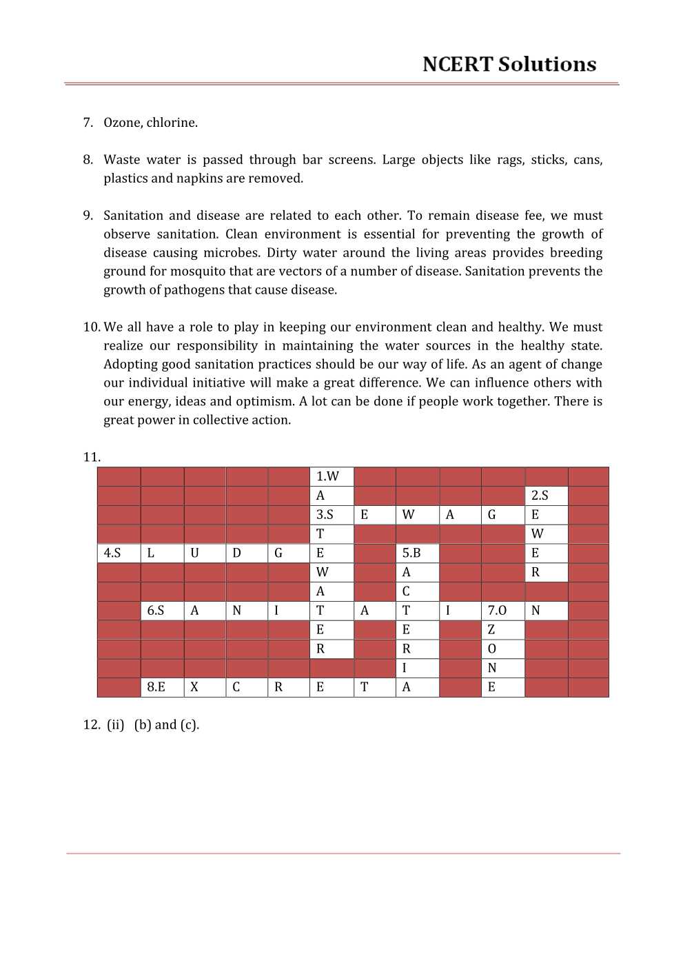 NCERT Solutions For Class 7 science Chapter 18 Wastewater Story