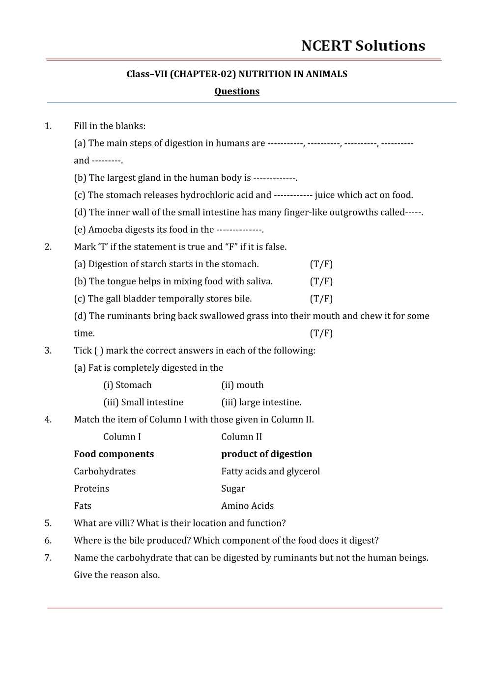 science assignment class 7 solution