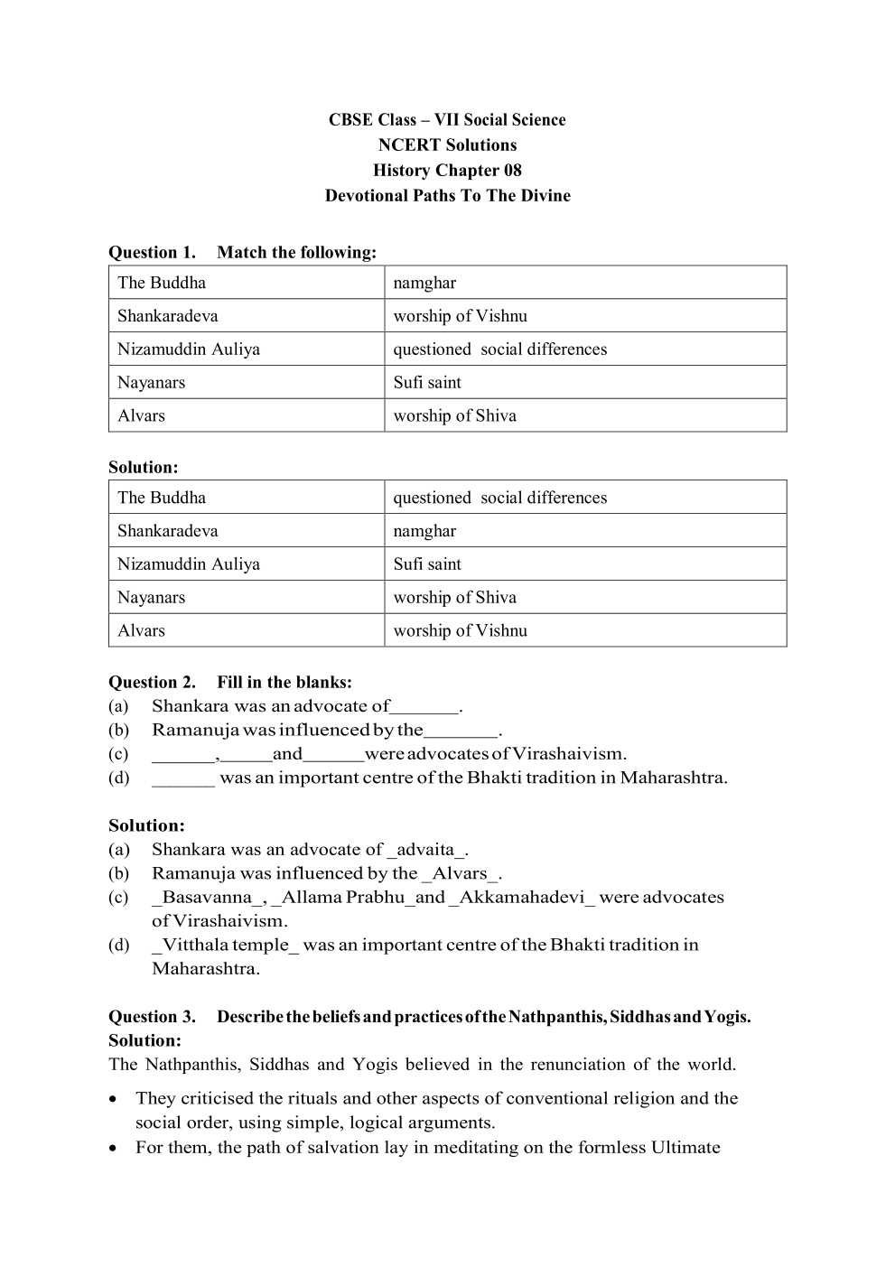 NCERT Solutions For Class 7 social science Our Pasts 2 chapter 8