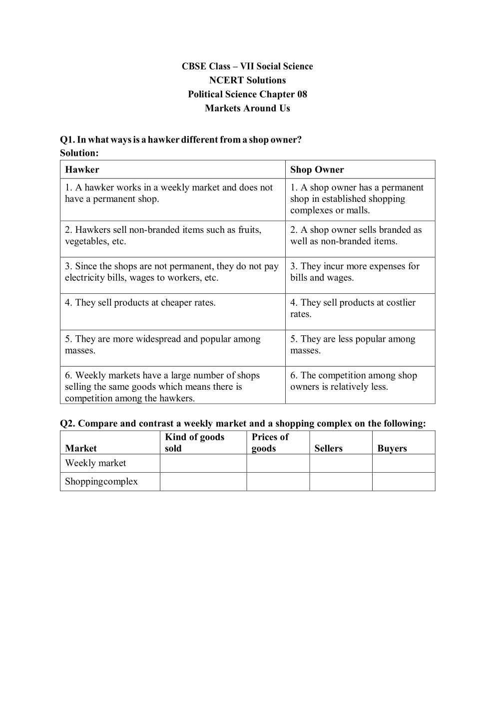 NCERT Solutions For Class 7 social science social and political life chapter 8