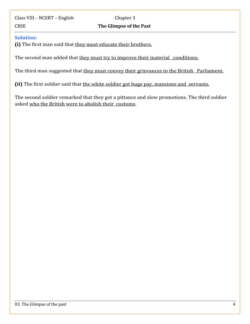 NCERT Solutions For Class 8 English Honey Dew Chapter 3 