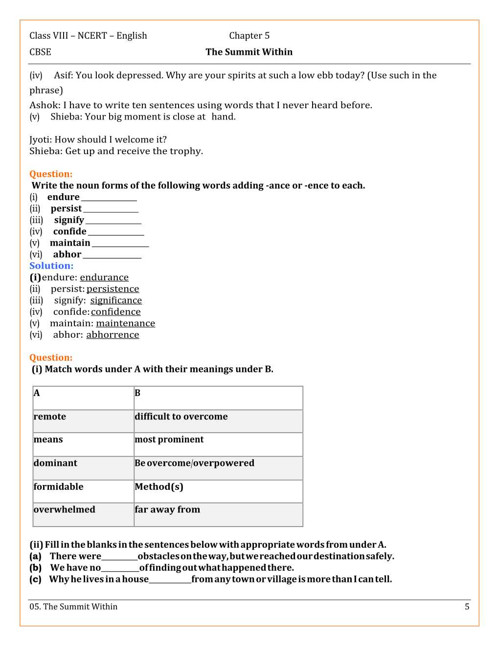 NCERT Solutions For Class 8 English Honey Dew Chapter 5 