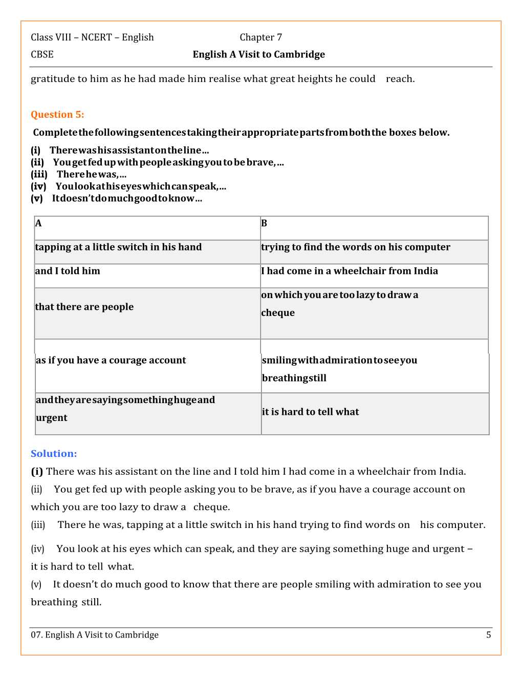 NCERT Solutions For Class 8 English Honey Dew Chapter 7 