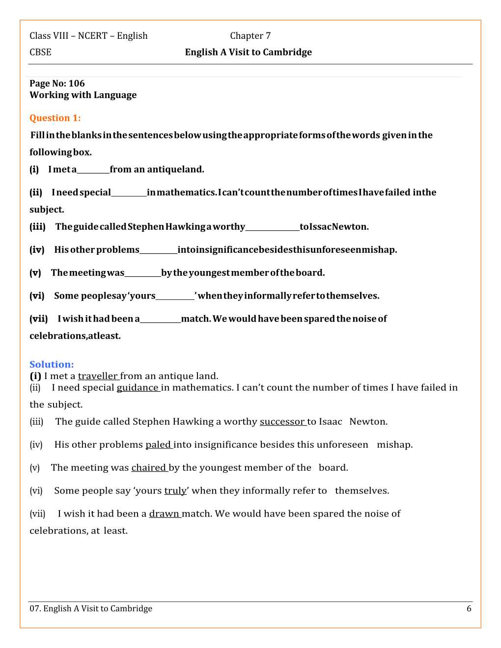 NCERT Solutions For Class 8 English Honey Dew Chapter 7 
