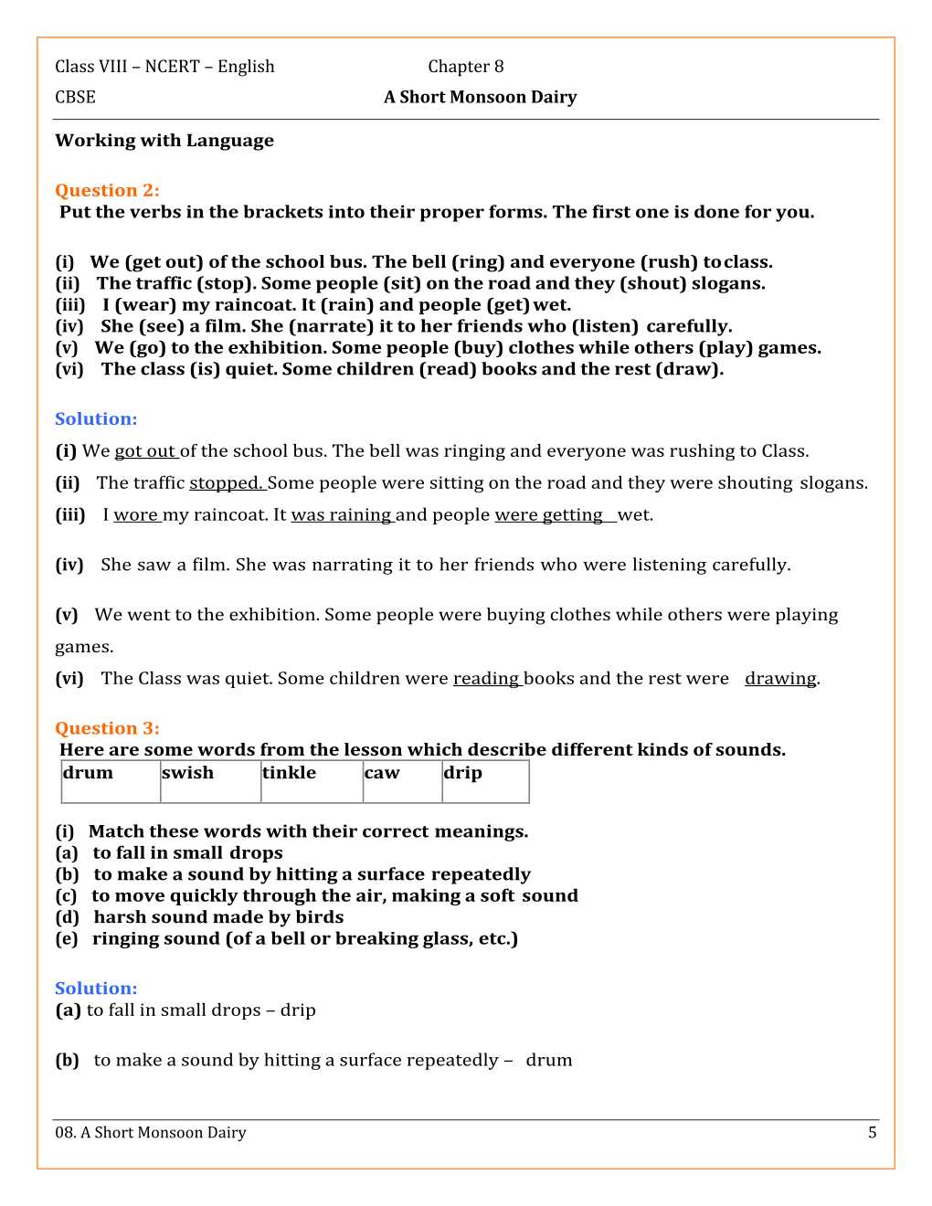 NCERT Solutions For Class 8 English Honey Dew Chapter 8 