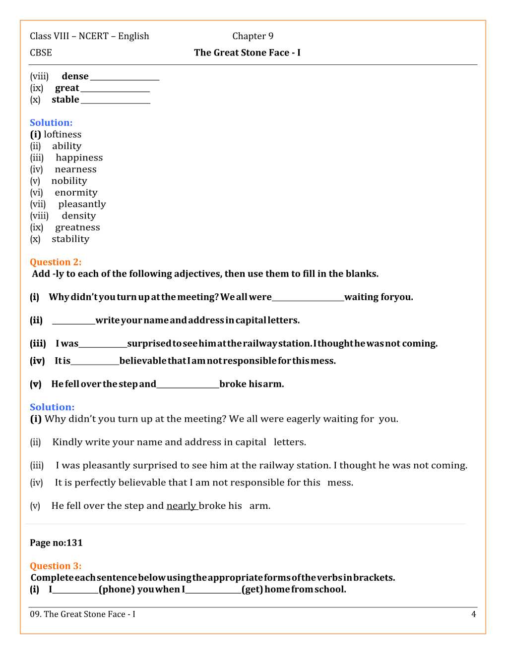 NCERT Solutions For Class 8 English Honey Dew Chapter 9 