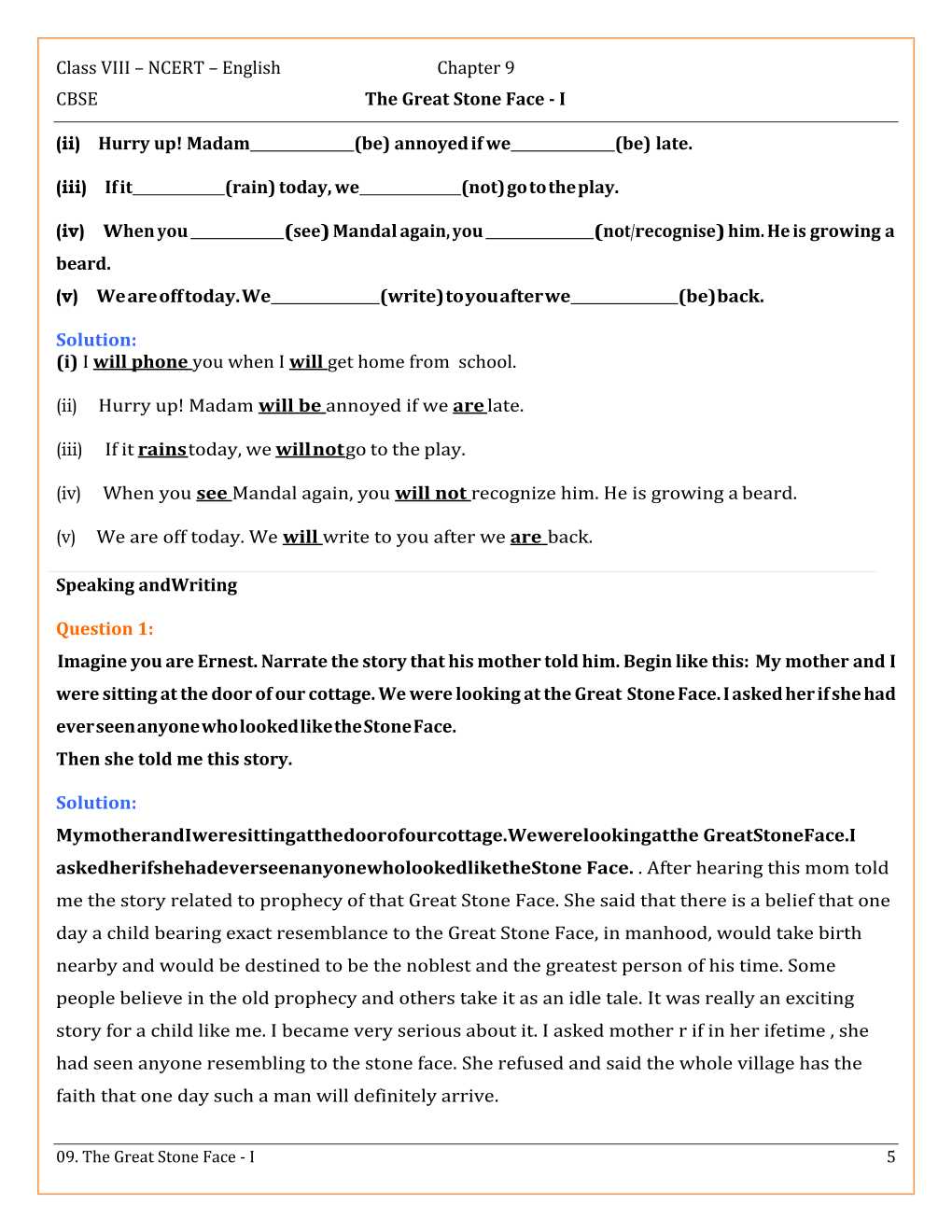 NCERT Solutions For Class 8 English Honey Dew Chapter 9 