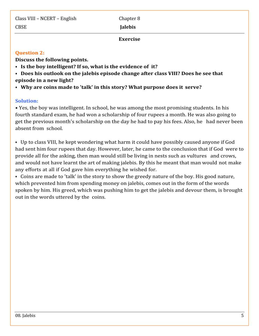 NCERT Solutions For Class 8 English It So Happened Chapter 8
