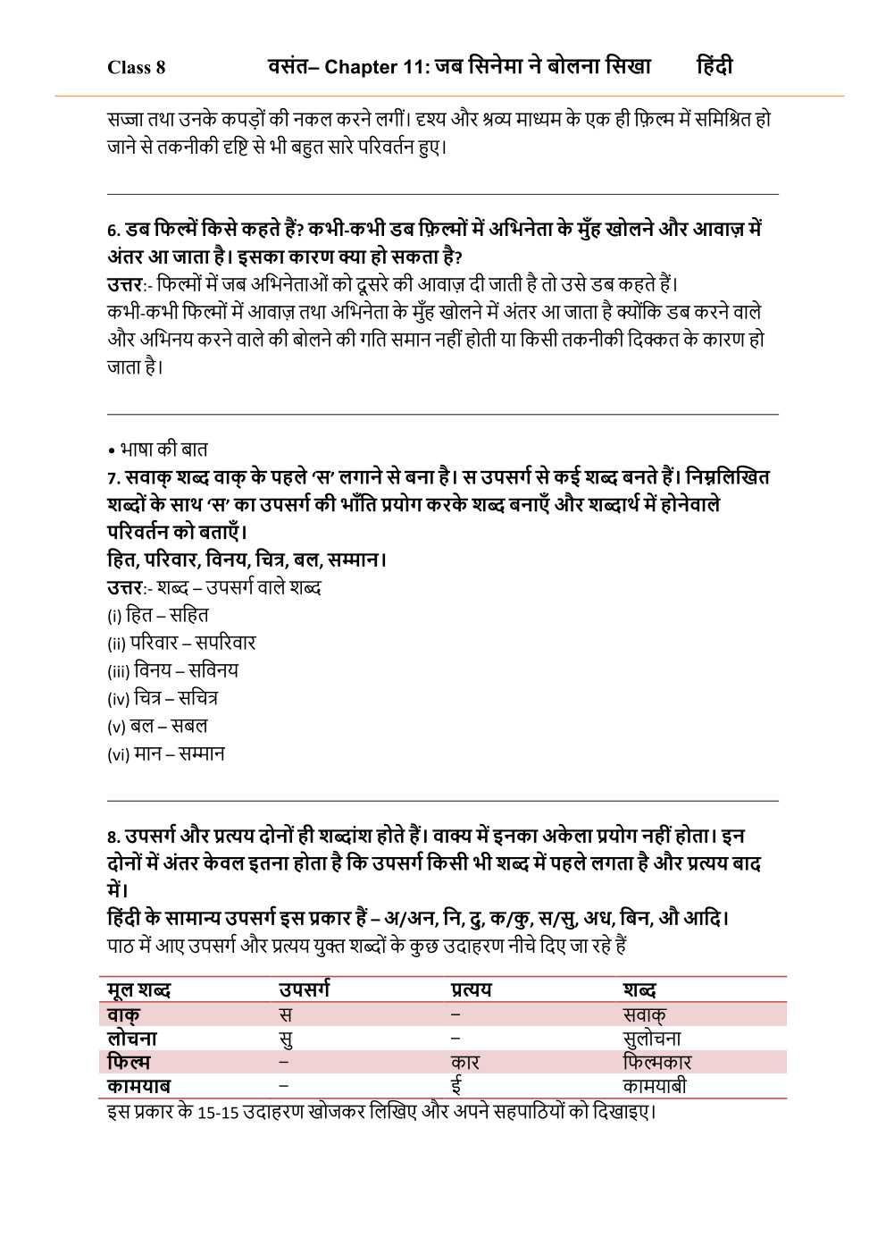 NCERT Solutions For Class 8 Hindi Vasant Chapter 11