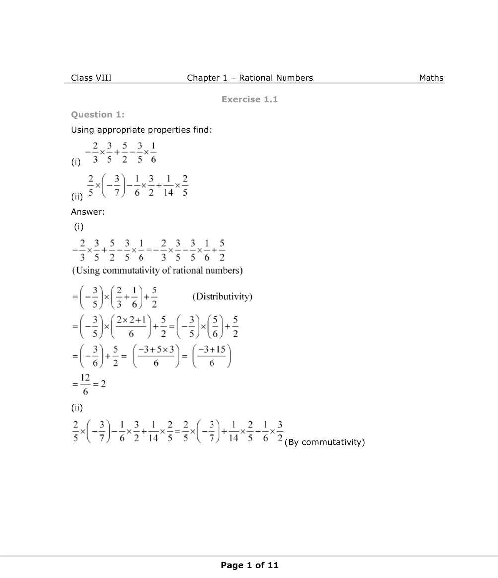 NCERT Solutions For Class 8 Maths Chapter 1