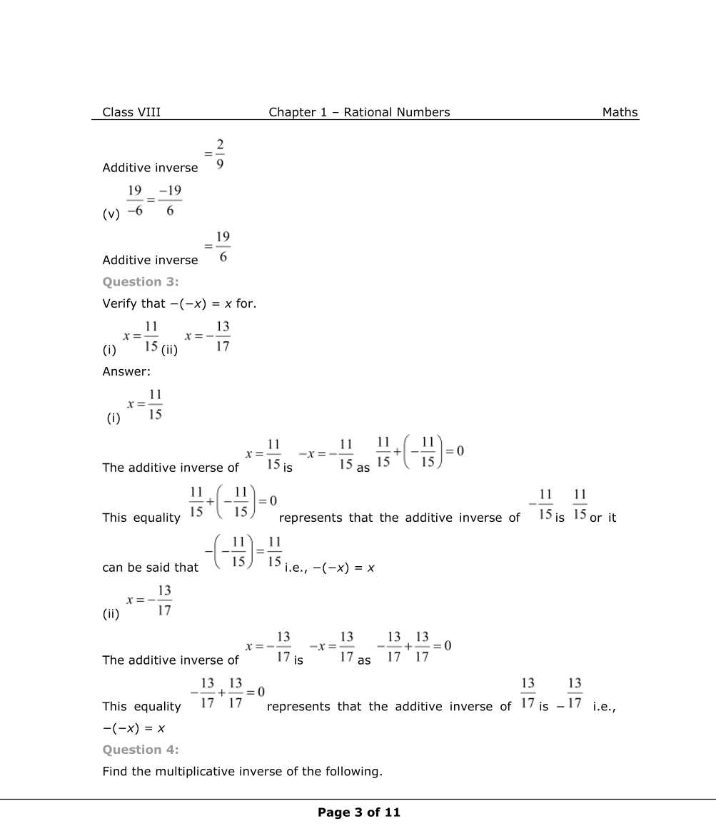 NCERT Solutions For Class 8 Maths Chapter 1