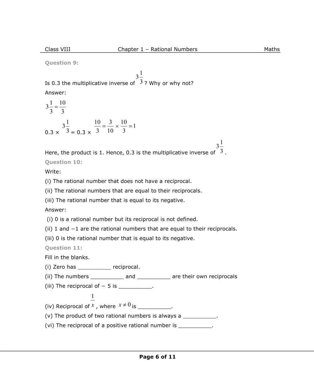 NCERT Solutions For Class 8 Maths Chapter 1