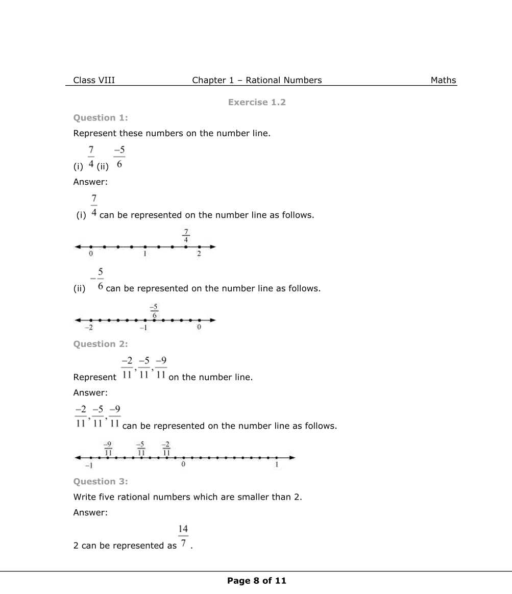 NCERT Solutions For Class 8 Maths Chapter 1