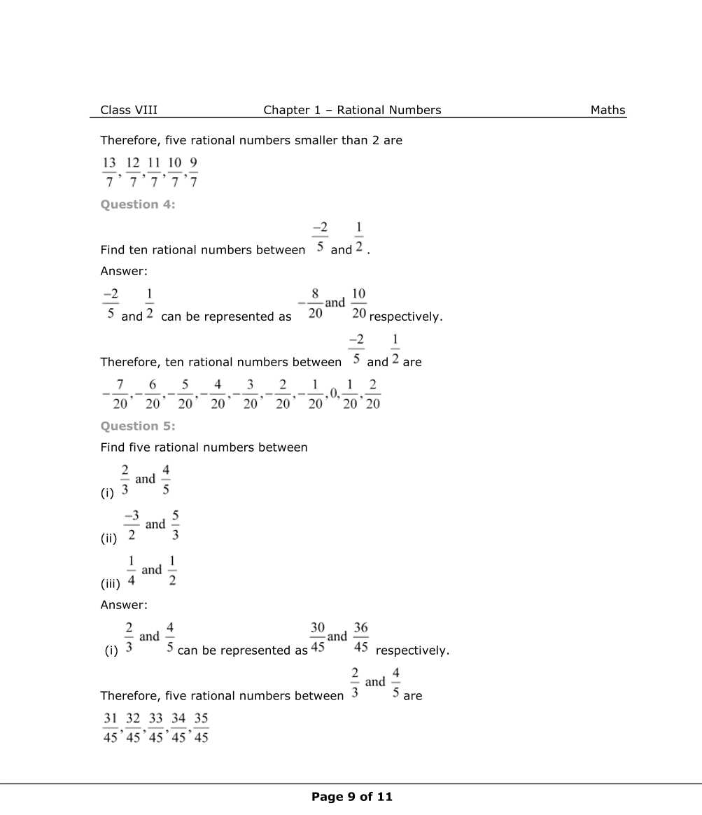 NCERT Solutions For Class 8 Maths Chapter 1