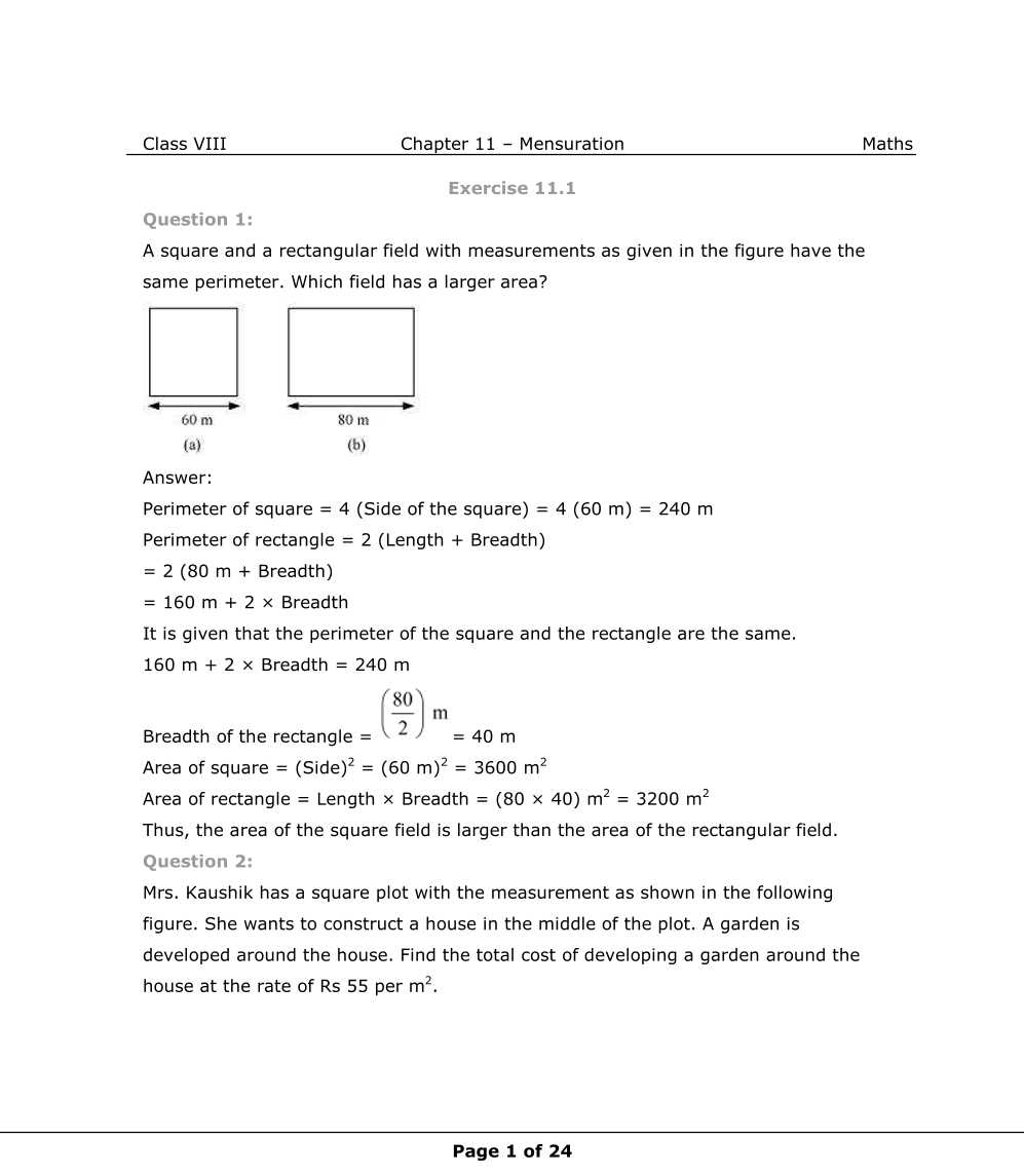 NCERT Solutions For Class 8 Maths Chapter 11