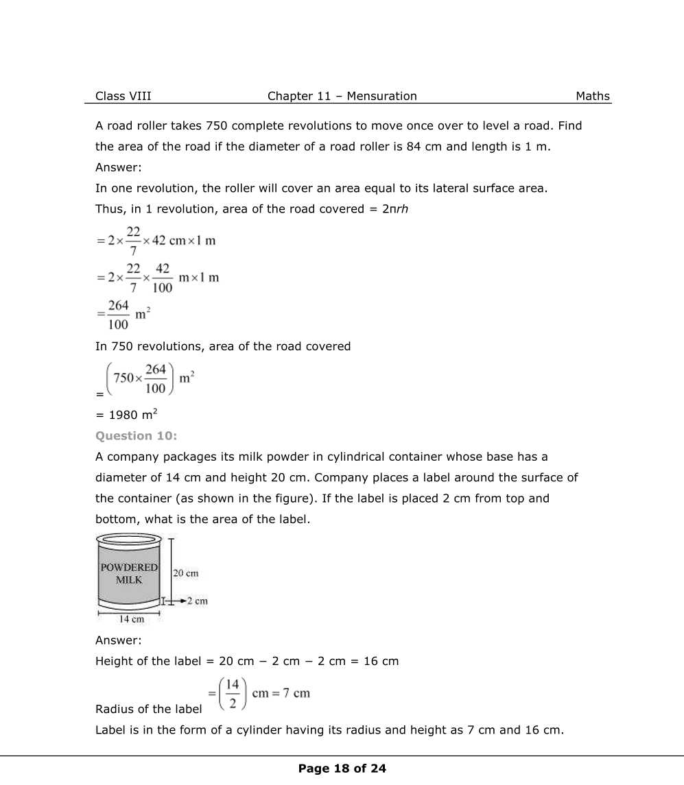 NCERT Solutions For Class 8 Maths Chapter 11