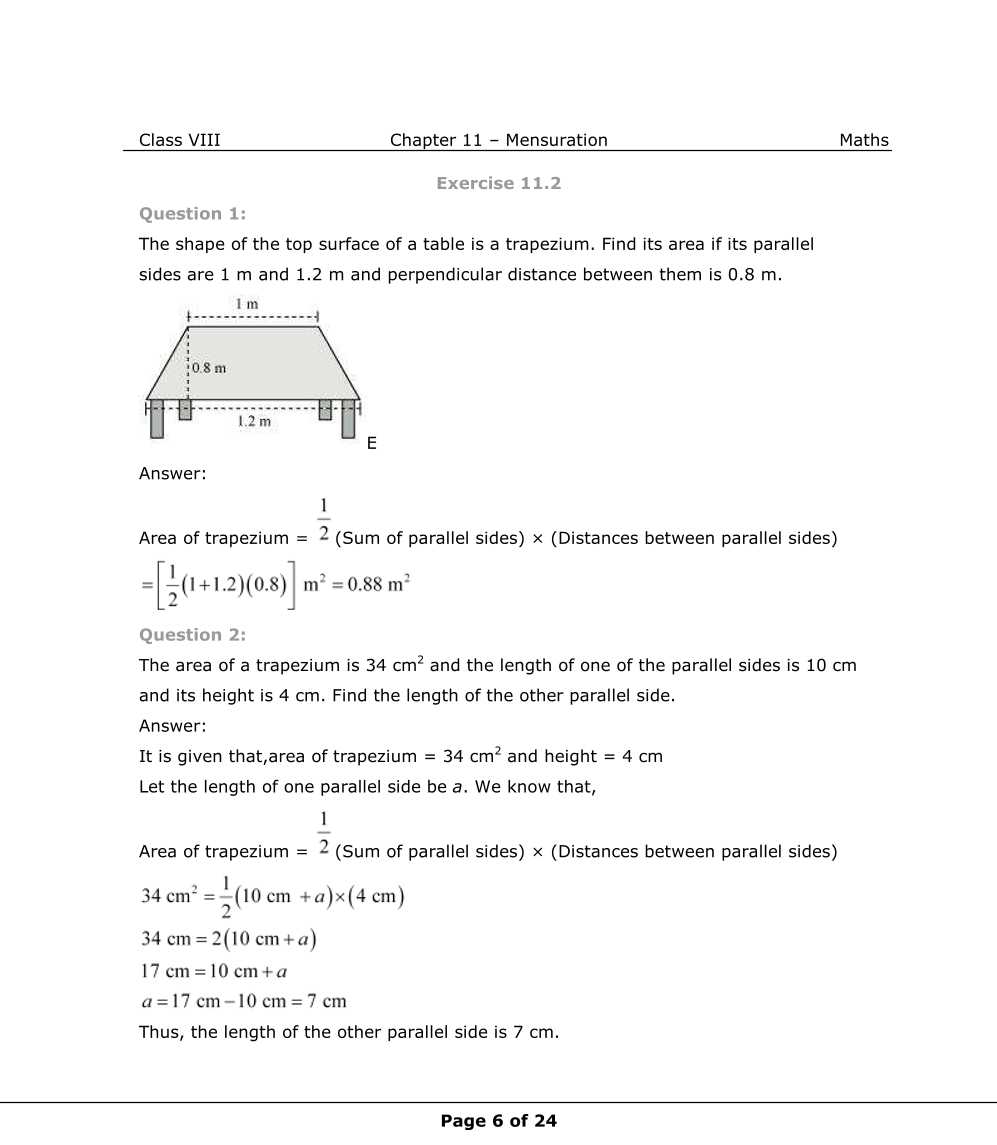 NCERT Solutions For Class 8 Maths Chapter 11