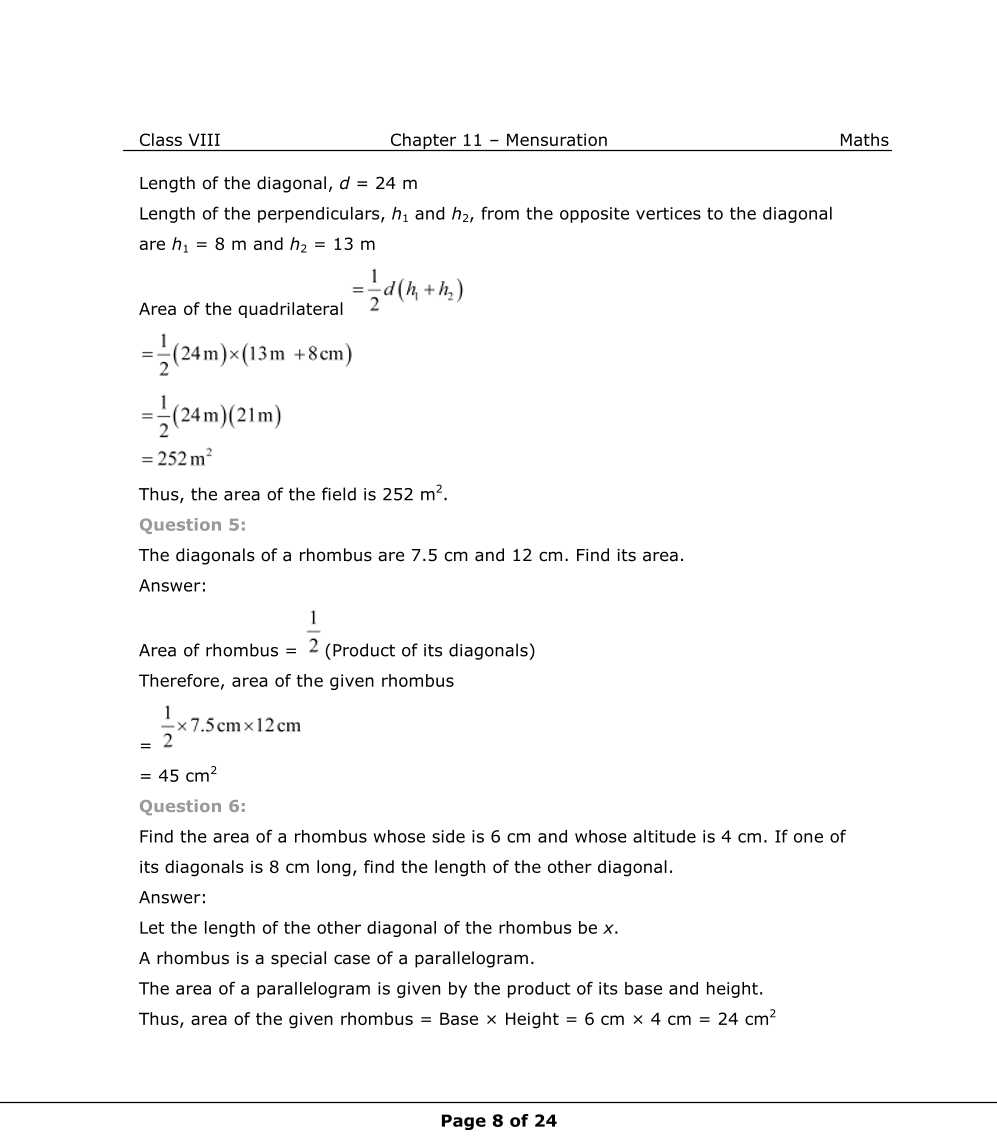 NCERT Solutions For Class 8 Maths Chapter 11