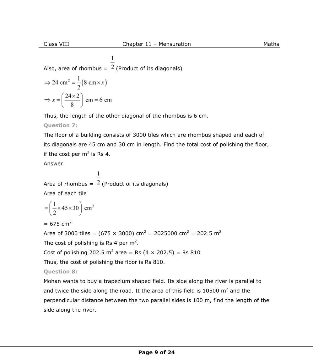 NCERT Solutions For Class 8 Maths Chapter 11