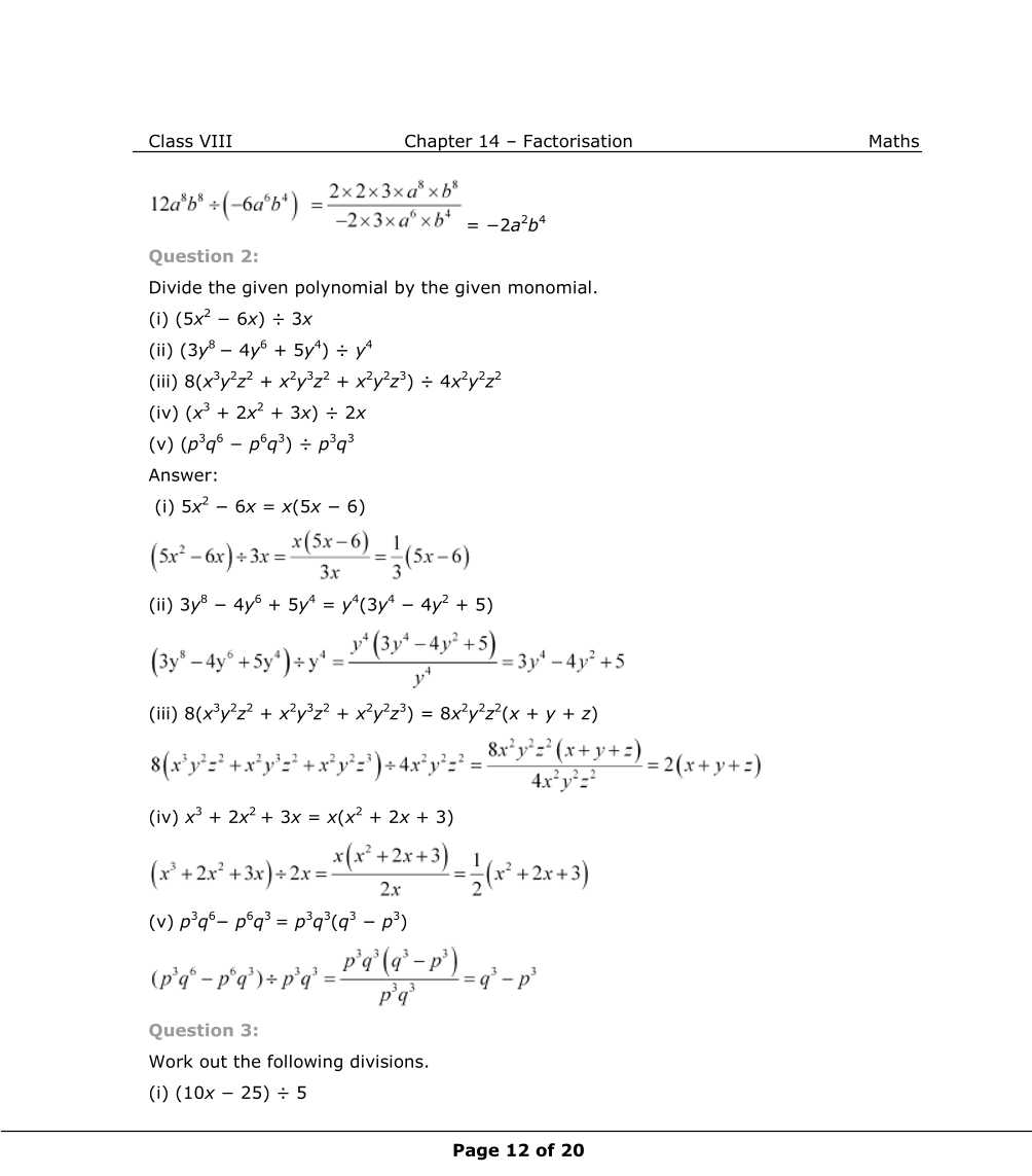 NCERT Solutions For Class 8 Maths Chapter 14