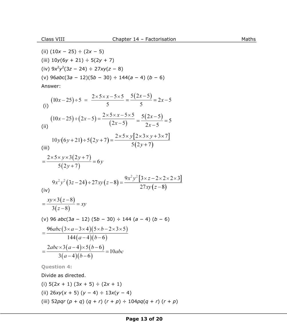 NCERT Solutions For Class 8 Maths Chapter 14