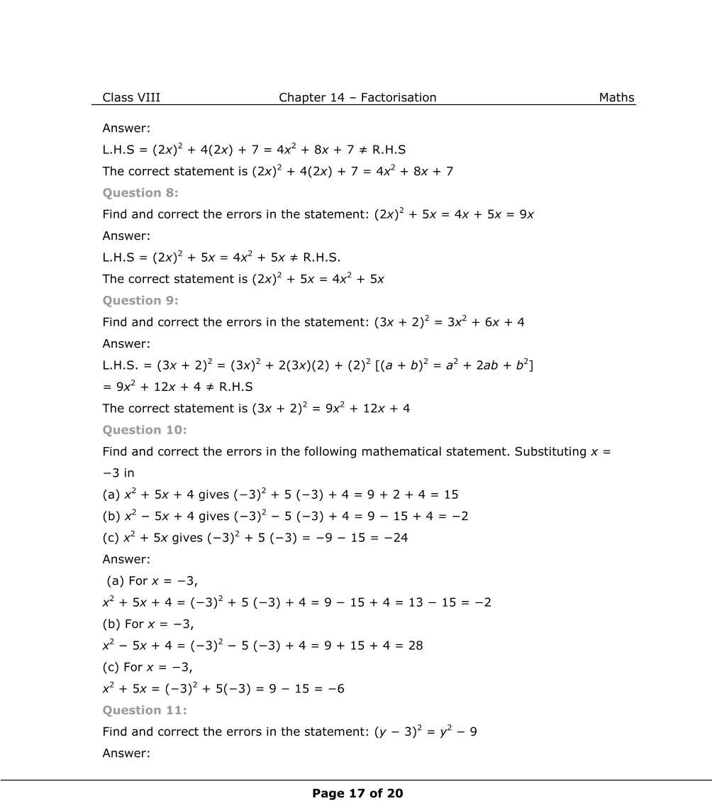 NCERT Solutions For Class 8 Maths Chapter 14