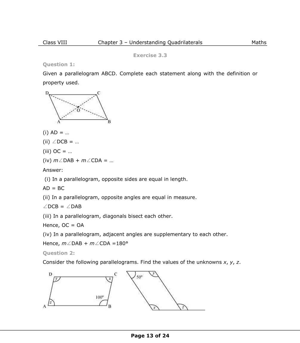 NCERT Solutions For Class 8 Maths Chapter 3