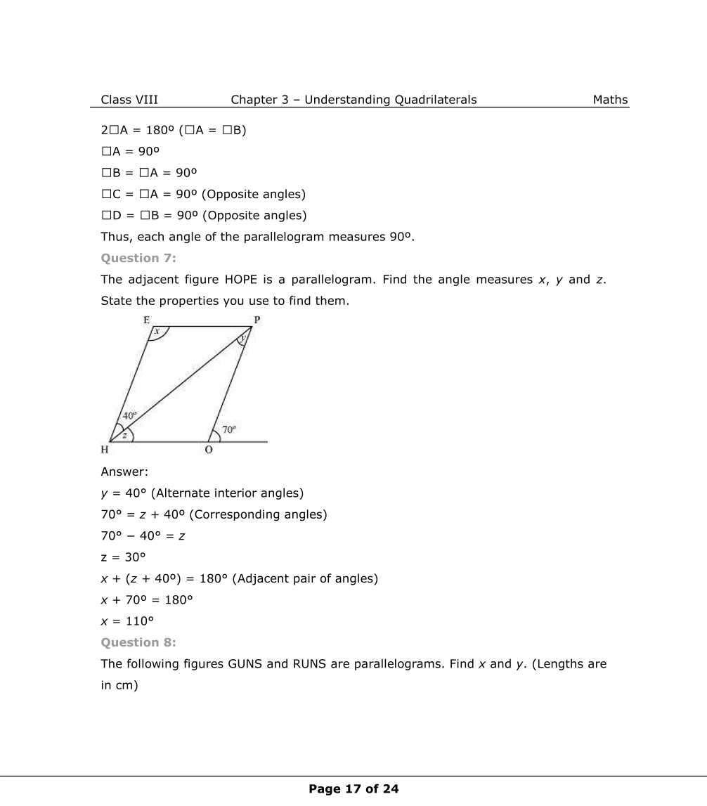 NCERT Solutions For Class 8 Maths Chapter 3