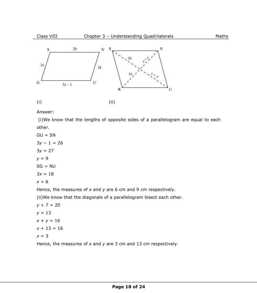 NCERT Solutions For Class 8 Maths Chapter 3