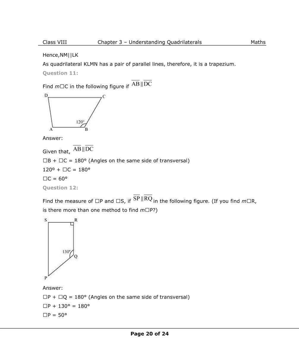 NCERT Solutions For Class 8 Maths Chapter 3