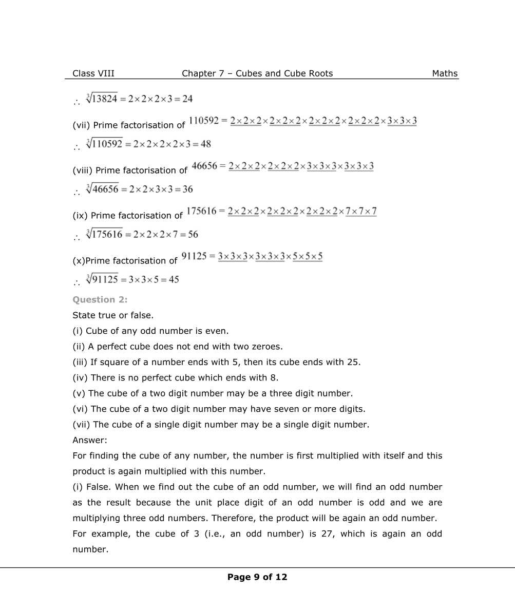 NCERT Solutions For Class 8 Maths Chapter 7