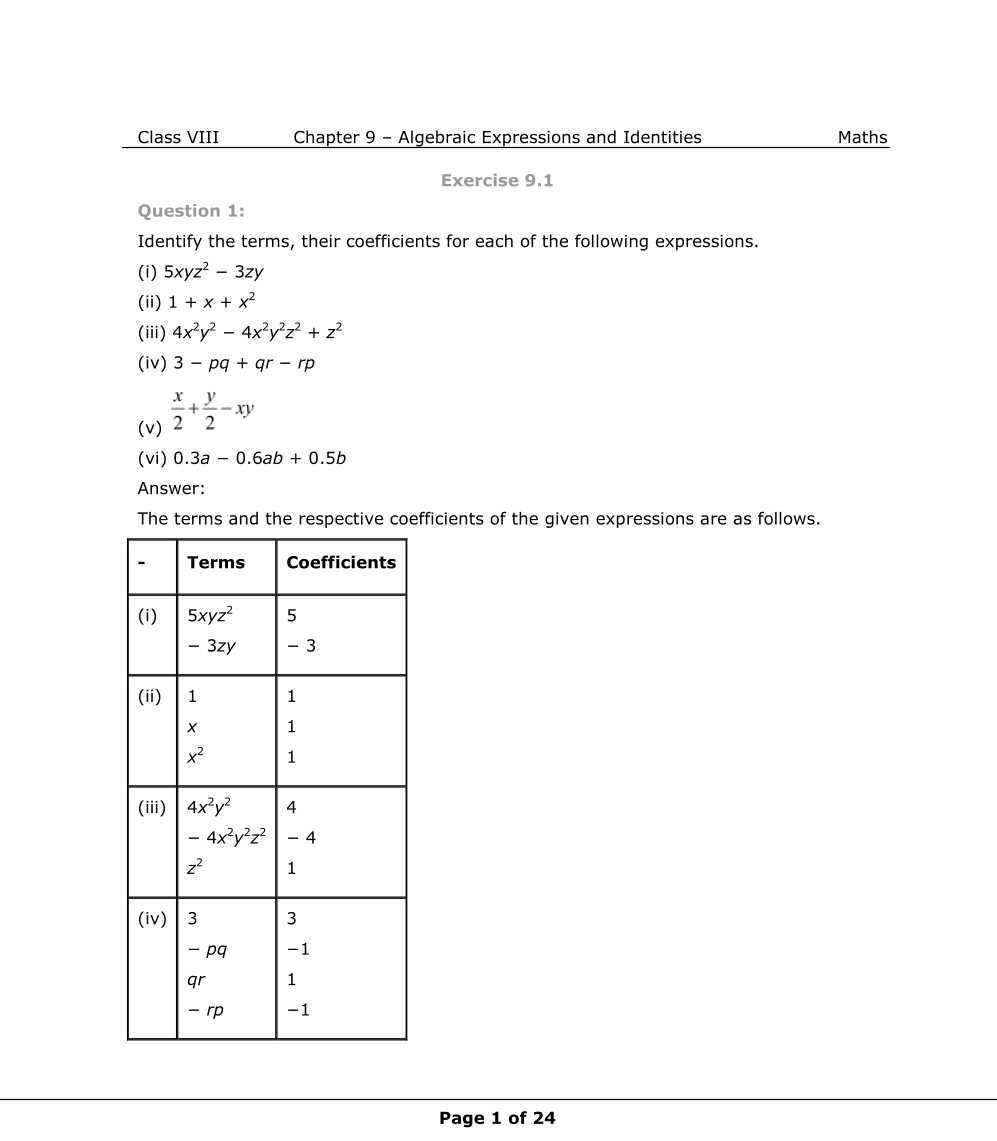 NCERT Solutions For Class 8 Maths Chapter 9