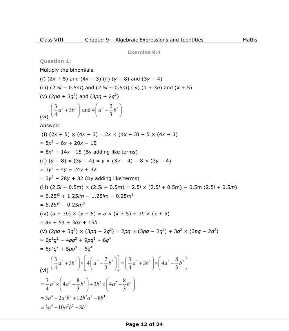 NCERT Solutions For Class 8 Maths Chapter 9