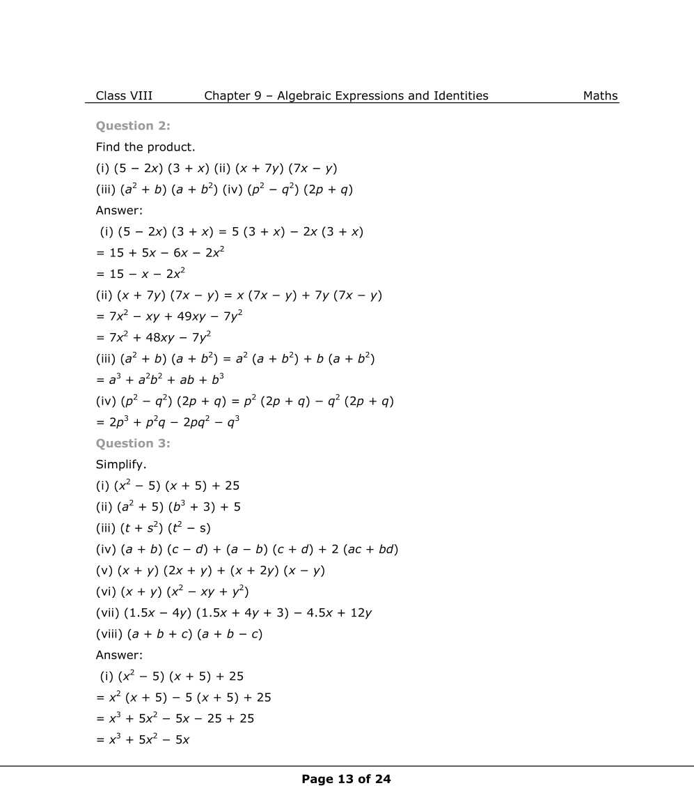 NCERT Solutions For Class 8 Maths Chapter 9